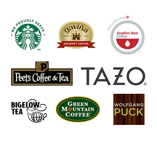 A bunch of coffee logos that are on top of each other