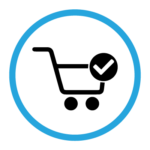 A blue circle with an arrow in the middle of it.