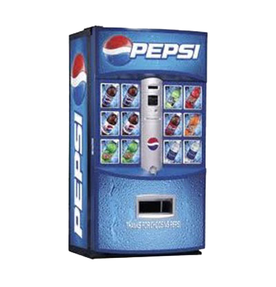 A pepsi vending machine with many different flavors.